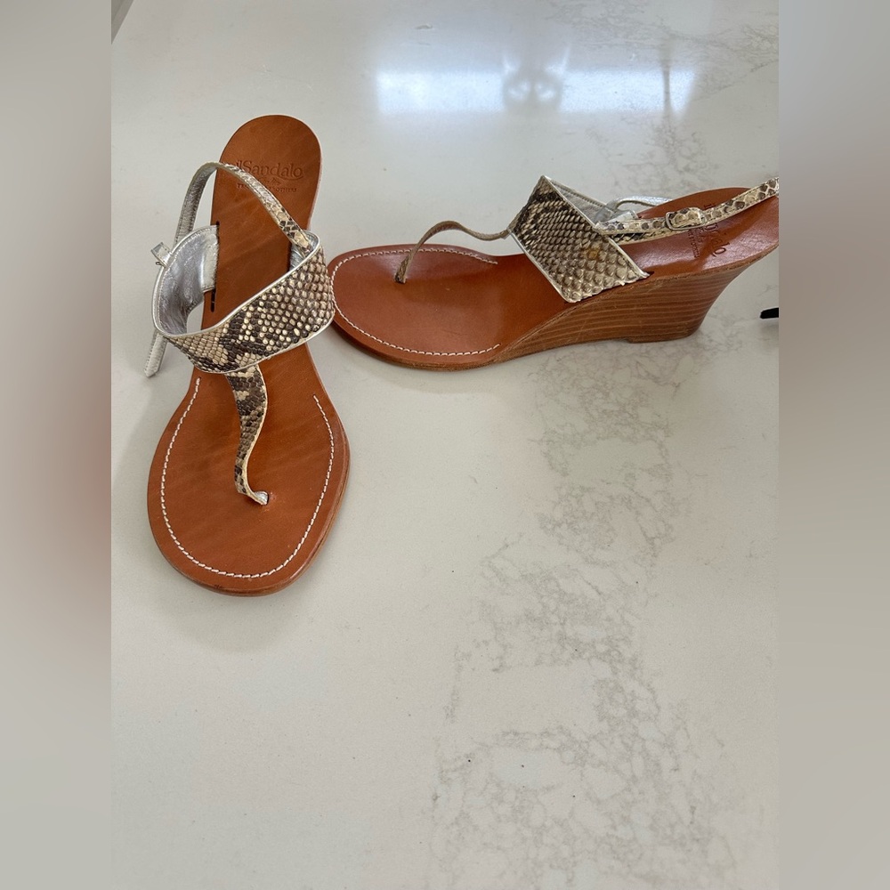 Brown Leather Sandals with Ankle Straps